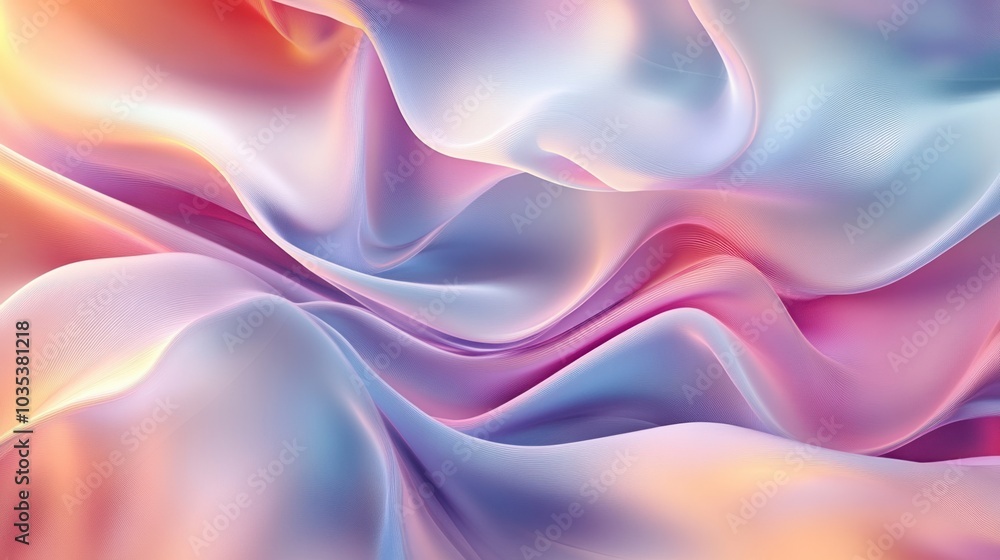 Poster smooth lines in pastel gradients, flowing elegantly to create a minimalistic abstract design