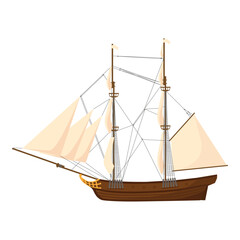 Old wooden ship vector icon
