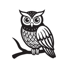 Predatory Owl Silhouette Icon Vector for Forest and Wildlife Branding