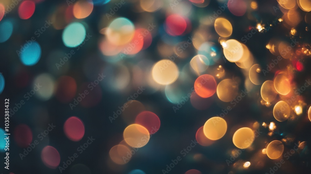 Poster soft focus bokeh lights in various colors, creating a dreamy and abstract background