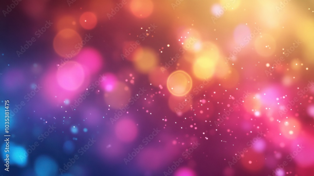 Poster soft focus bokeh lights in various colors, creating a dreamy and abstract background