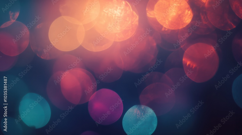 Poster soft focus bokeh lights in various colors, creating a dreamy and abstract background