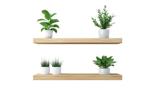 Stylish Metal Wall-Mounted Display Shelf with Geometric Shape for Contemporary Spaces with Isolated on Transparent Background