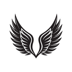 Abstract Feathered Wings Silhouette Vector Design