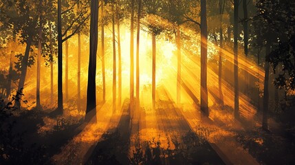 Fototapeta premium sunset in forest UHD wallpaper