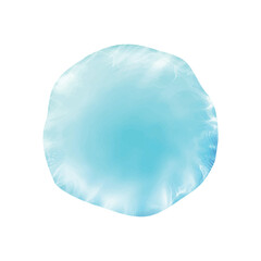 An image of a blue, glossy water-like droplet with a soft, glowing texture.