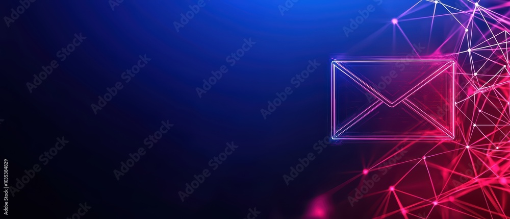 Poster modern digital email symbol with a vibrant network background. ideal for communication tech concepts