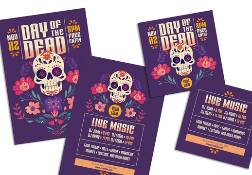 Day of The Dead Flyers With AI Generated Illustration