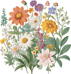 Flowers floral pattern on white background