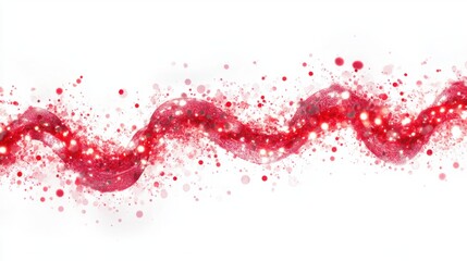 Fototapeta premium Bright red Christmas lights, glowing softly and arranged in a festive swirl on a white background
