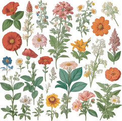Flowers floral pattern on white background