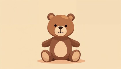 Obraz premium Teddy bear icon, cheerful mood, simple design, soft background, copy space