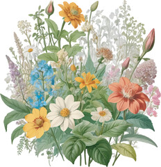 Flowers floral pattern on white background