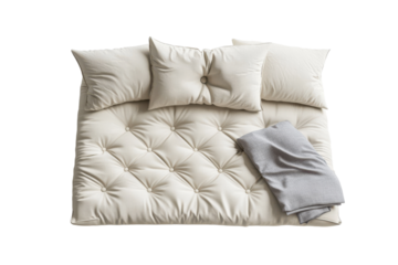 Stylish Fabric Futon with Soft Cushions for a Cozy Atmosphere with Isolated on Transparent Background