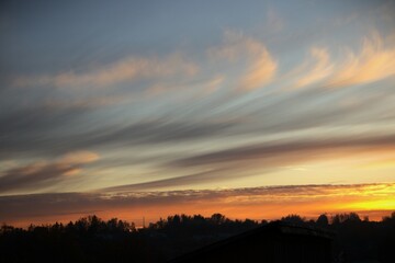 beatiful sunset cloud sky gold blue