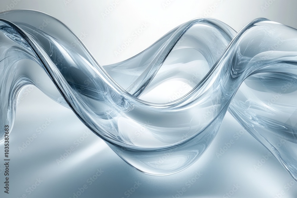 Poster abstract glass shape twisting and turning on white background