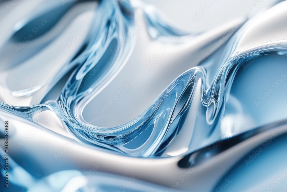Poster abstract liquid surface reflecting light with smooth waves