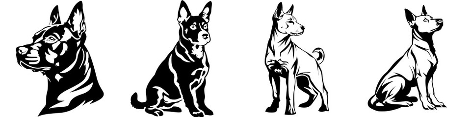 Silhouette of a delicate flower stem on a white isolate background.