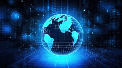 Naklejka premium Digital Globe with a Grid Overlay