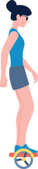 Girl on gyroscooter. Color young person on balance transport