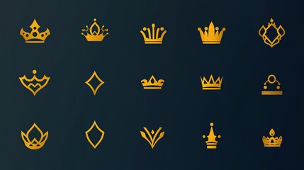 Diverse Crown Icons in Different Styles