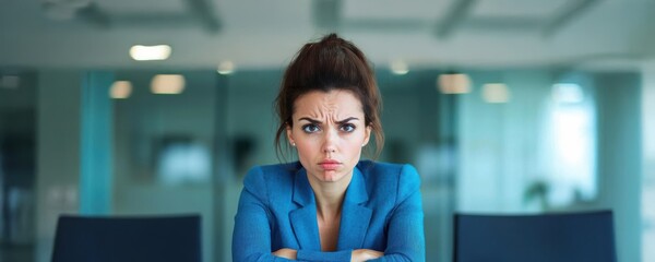 Emotional businesswoman in a boardroom, leaning on a table, face full of worry, conveying deep corporate anxiety and pressure businesswoman, stress, emotional
