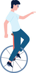 Urban monowheel transport. Man drive unicycle color icon © LadadikArt