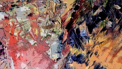 Abstract background art . Ethnic pattern. Mixtures of oil paint. Trendy hand painting canvas. Wall...