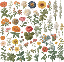 Flowers floral pattern on white background