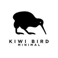 Kiwi bird logo icon design minimal simple black white
