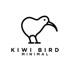 Kiwi bird logo icon design minimal simple black white