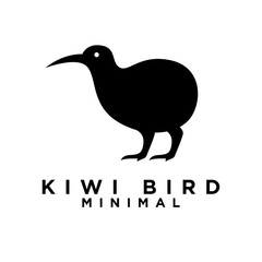 Kiwi bird logo icon design minimal simple black white