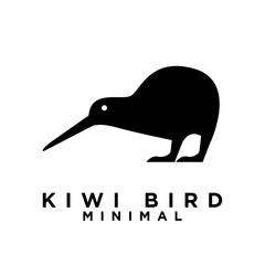 Kiwi bird logo icon design minimal simple black white