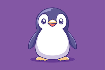 Cute Penguin Cartoon Vector Icon for Wildlife and Arctic Themes