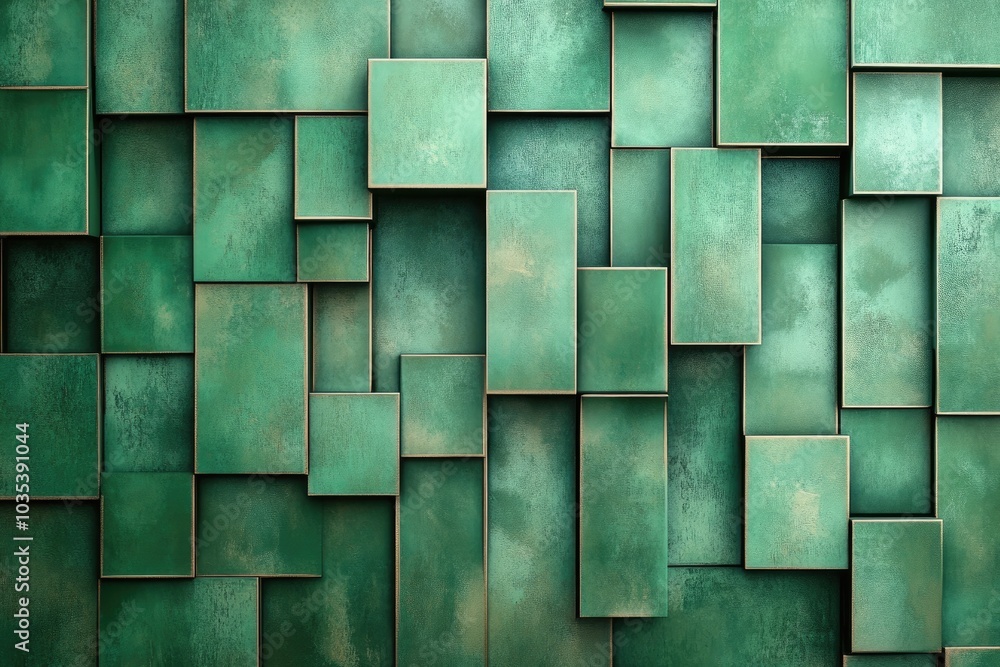 Poster abstract background forming green squares pattern