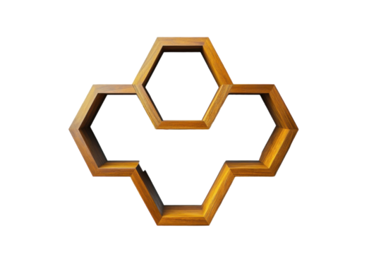 Geometric Hexagon Wall Shelf Perfect for Displaying Plants and Art with Isolated on Transparent Background