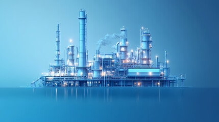 Obraz premium A horizontal banner with units for the oil industry. A 3D illustration of an architecture building based on imagination