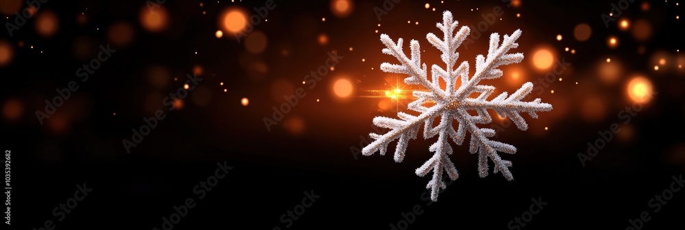 Poster sparkling snowflake on elegant black background