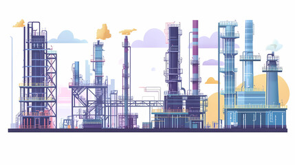 Obraz premium A horizontal banner with units for the oil industry. A 3D illustration of an architecture building based on imagination