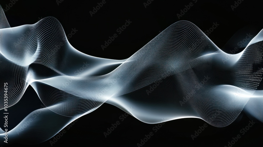 Poster abstract digital wave pattern with smooth curves, modern and sleek design