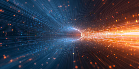 Fototapeta premium The background of future technology made up of particle elements and rays