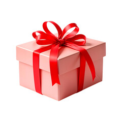 Obraz premium Red gift box with red bow isolated on transparent background. Gift box png