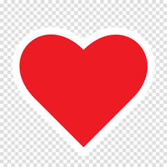 A red heart sticker on a transparent mold on. The contours of a red heart. The concept of February 14th. Vector EPS 10.