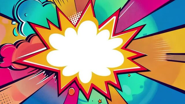 colorful comic book style speech bubble
