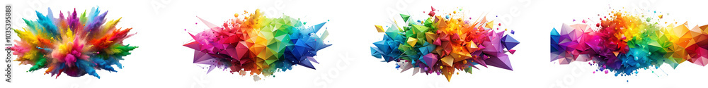 Poster colorful abstract designs showcasing vibrant patterns and textures. set of png on transparent backgr