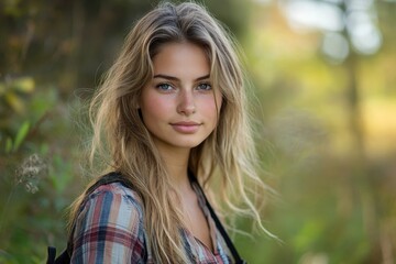 Fototapeta premium Attractive young woman photographer, Generative AI