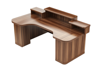Ergonomic Shaped Desk with Contoured Design for Comfortable Working Experience with Isolated on Transparent Background