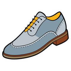 Vector cartoon illustration of brown leather men's dress shoes isolated against white background