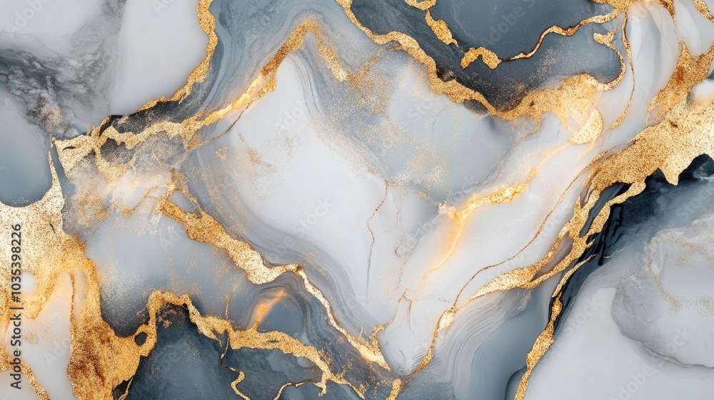 Poster a sophisticated abstract canvas with elegant gold and marble patterns, ideal for adding a sense of r
