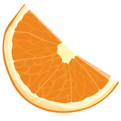 Slice of fresh ripe orange fruit isolated on white background
